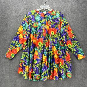 Vintage Sirena Top Plus Small Floral Blouse cover up Relaxed Tropical Hawaii Ope